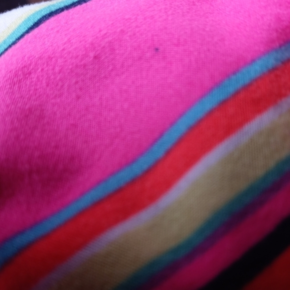 Bobbie Brooks Neon Striped Short Sleeve Stretch Lounging Dress/Beach Coverup - Picture 6 of 6